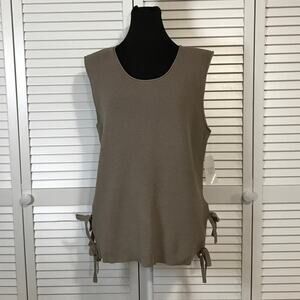 NWT Time & Tru Taupe Brown Ribbed Knit Side Tie Sweater Tank Top XL